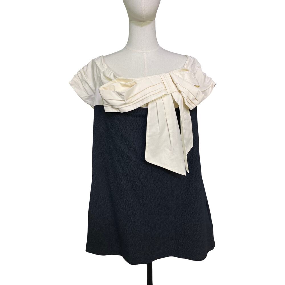 Maeve Anthropologie Bow Front Mini Dress Black White NWT Medium Petite